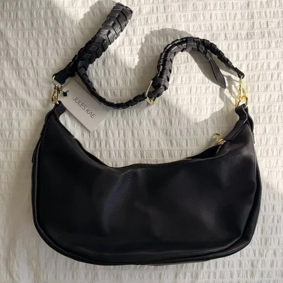 NWT Jules Kae shoulder/crossbody/hobo bag in black vegan leather - Picture 4 of 12